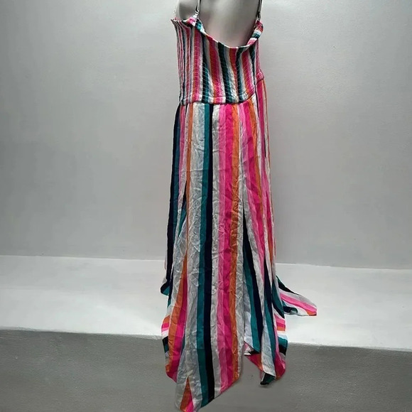 Torrid Midi Gauze Strapless Dress Multicolor Stripes Rayon Plus Size 2X - Picture 8 of 10
